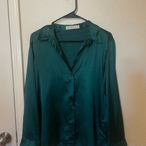 Abercrombie & Fitch Emerald Satin Blouse